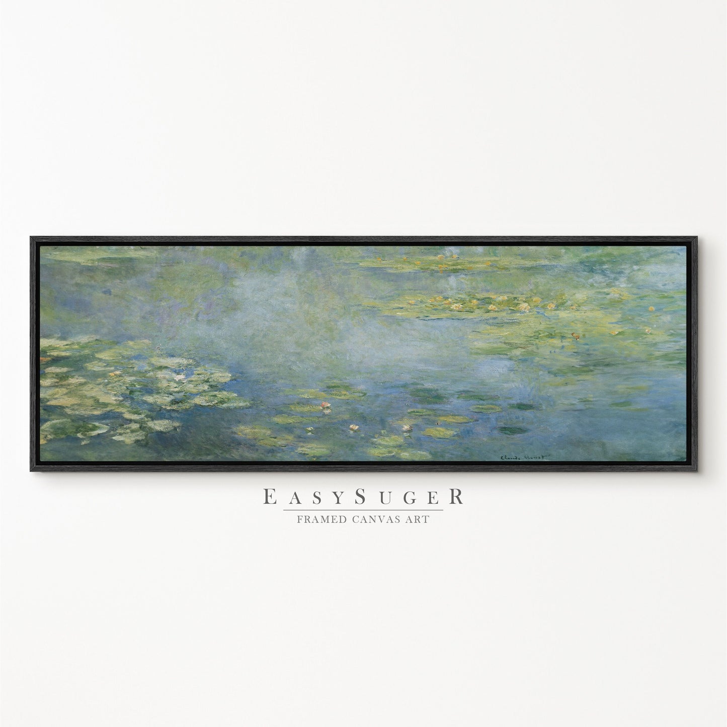 EasySuger Monet Water Lilies Framed Canvas Print | with hanging kit | MM2