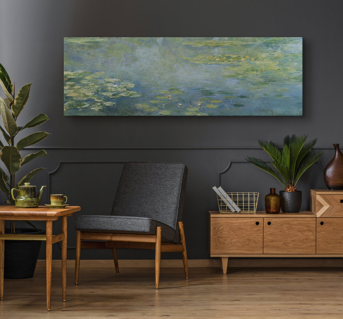 EasySuger Monet Water Lilies Framed Canvas Print | with hanging kit | MM2