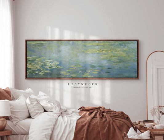 EasySuger Monet Water Lilies Framed Canvas Print | with hanging kit | MM2