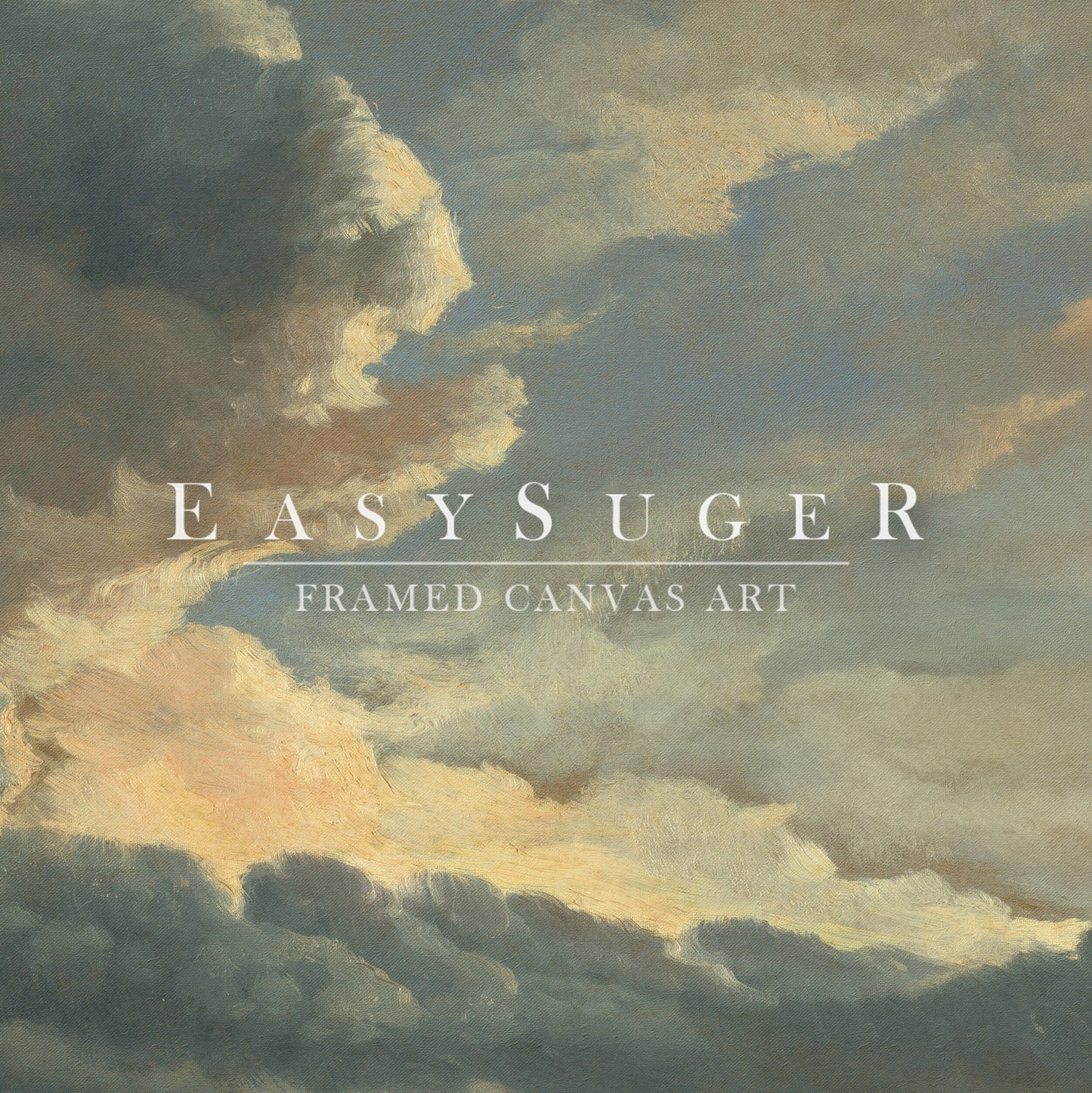 EasySuger Cloudy Art Skyscape Oil Painting Framed Canvas Print | with hanging kit | UW7