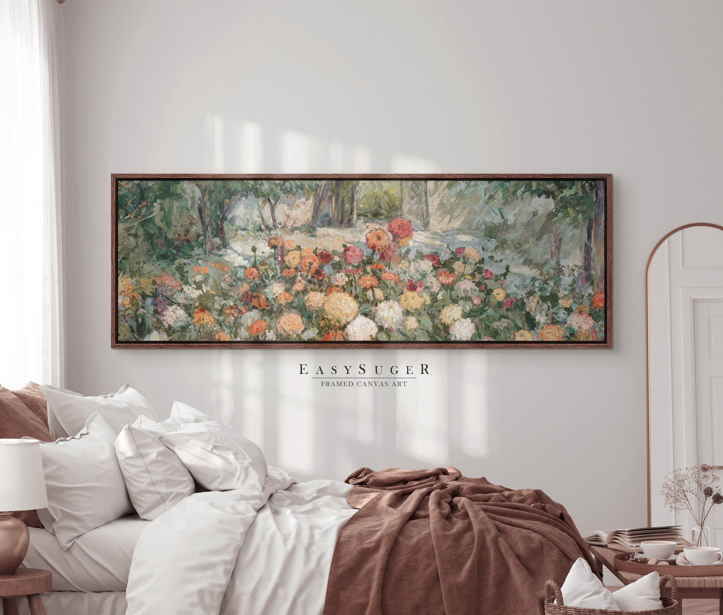 EasySuger Ultra Wide Vintage Wlidflower field Framed Canvas Print | with hanging kit