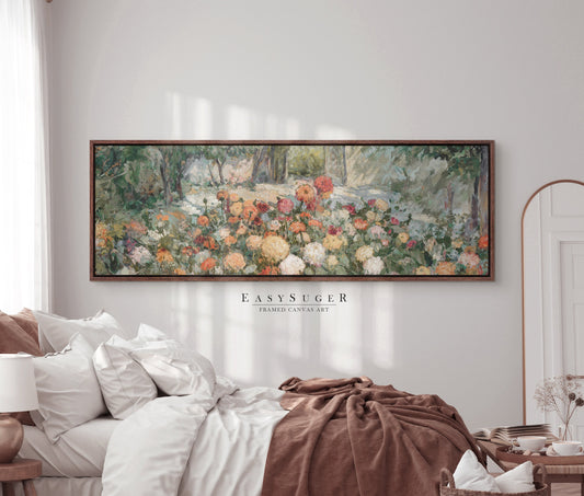 EasySuger Ultra Wide Vintage Wlidflower field Framed Canvas Print | with hanging kit