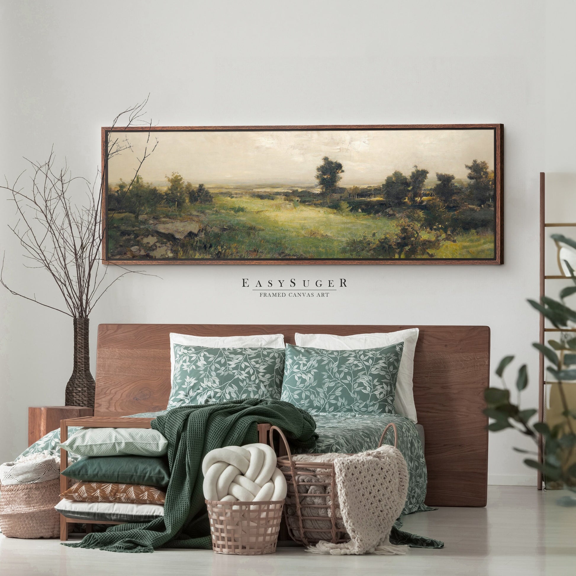 EasySuger Ultra Wide Vintage Wildfield Framed Canvas Print | with hanging kit | UWF23