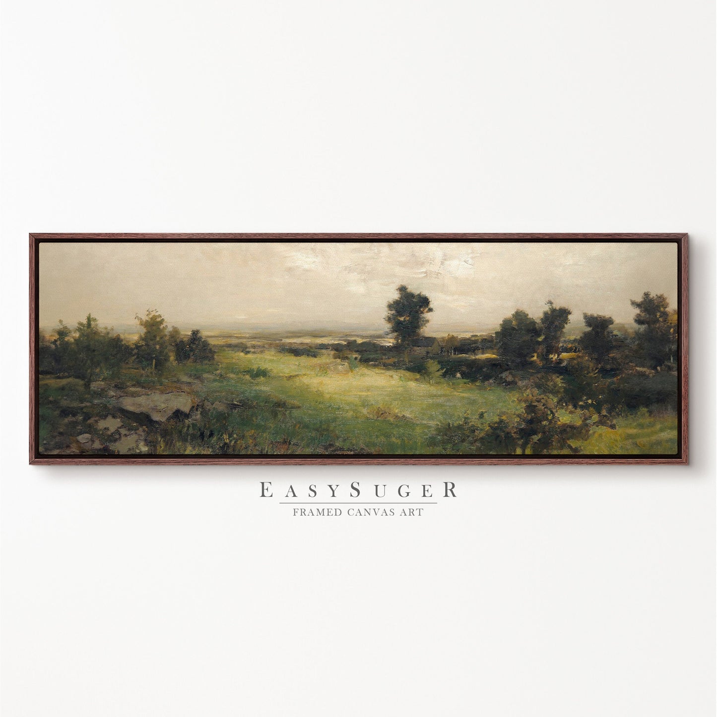 EasySuger Ultra Wide Vintage Wildfield Framed Canvas Print | with hanging kit | UWF23