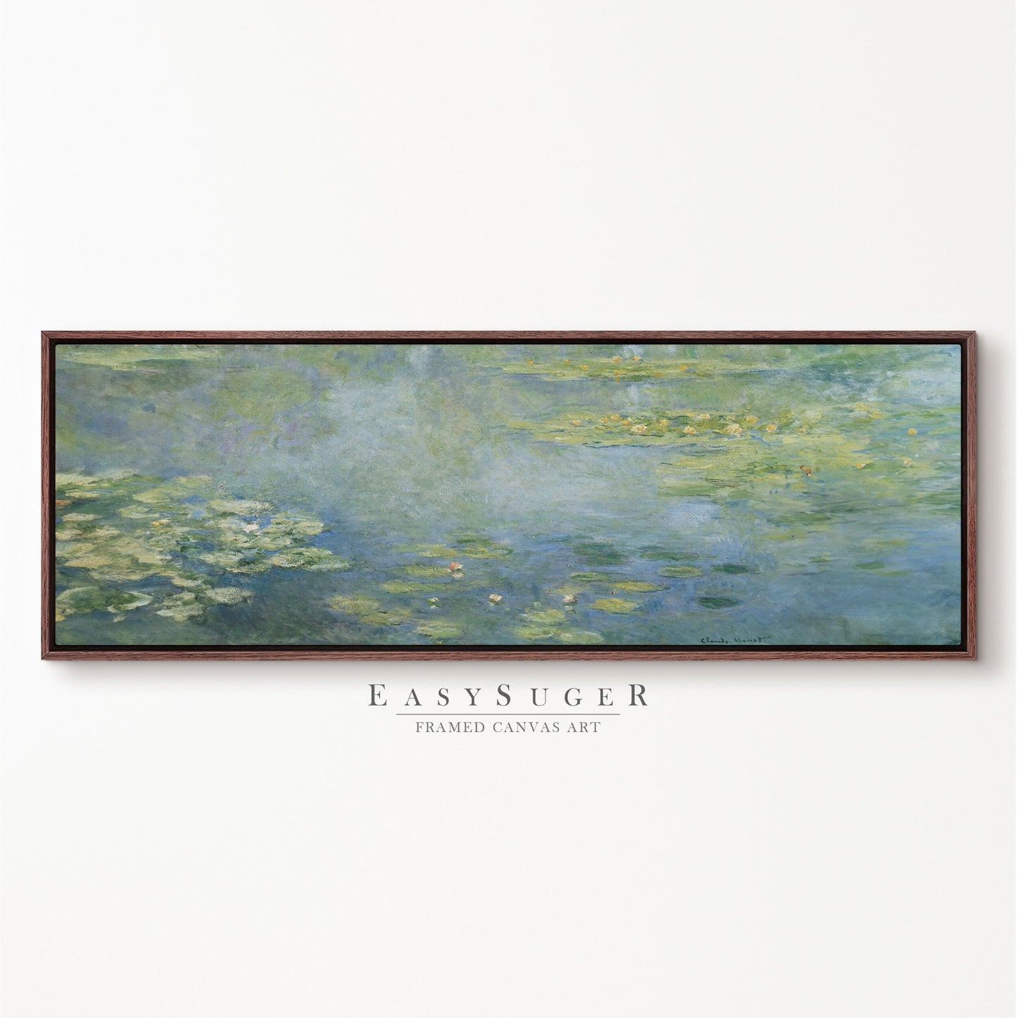 EasySuger Monet Water Lilies Framed Canvas Print | with hanging kit | MM2