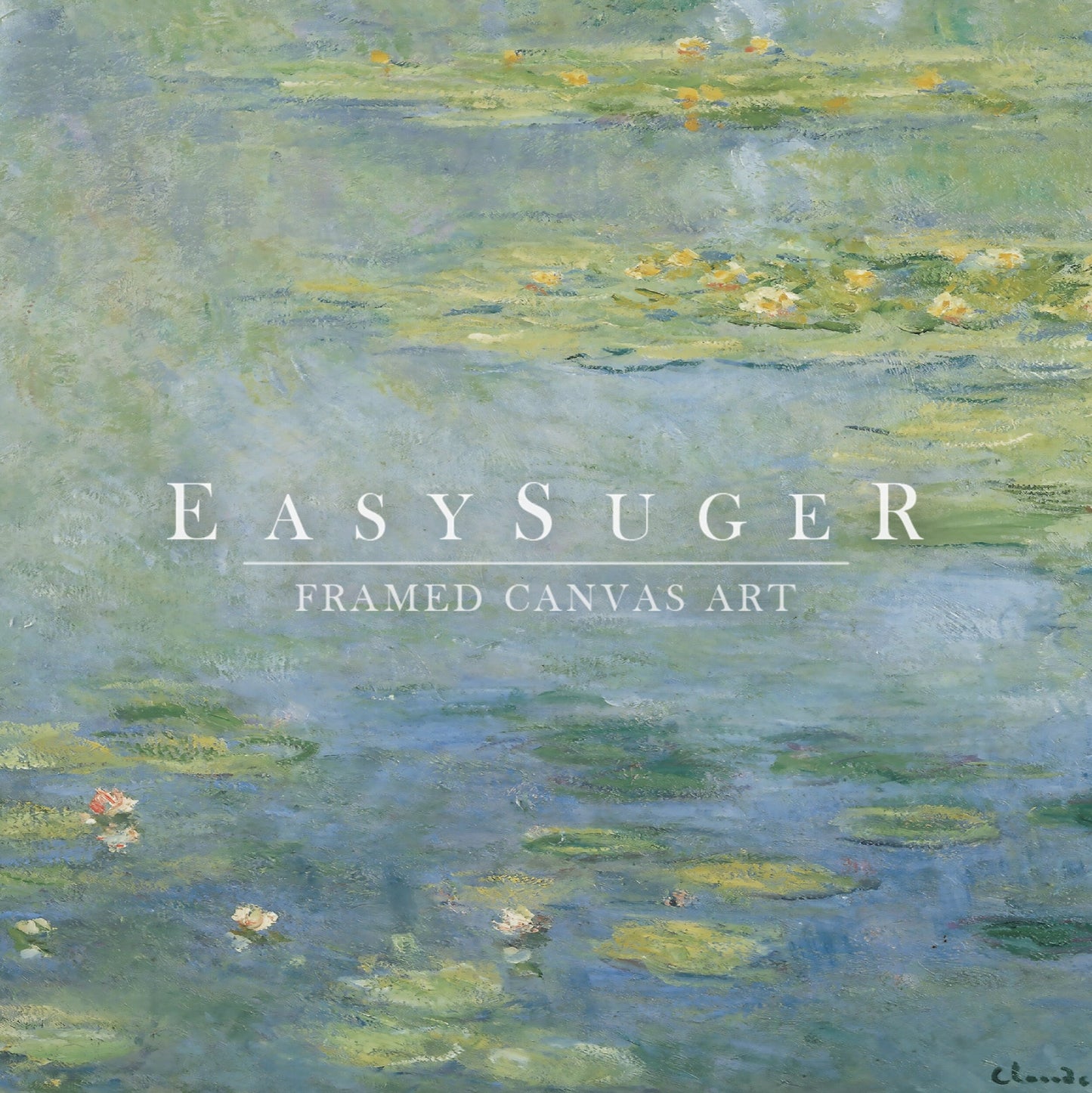 EasySuger Monet Water Lilies Framed Canvas Print | with hanging kit | MM2