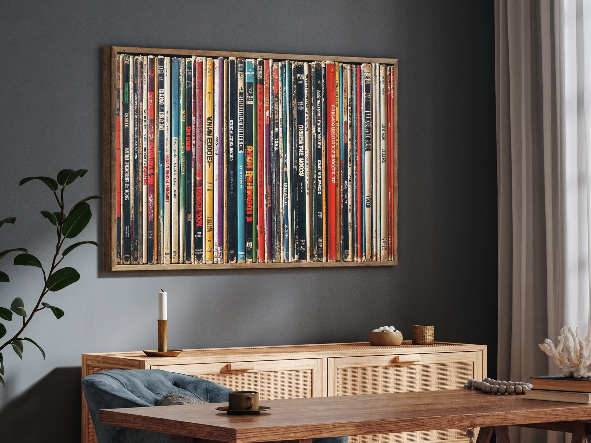 SouthandArt Retro Books Spines Wall art | Vintage Framed Canvas Art Print | RS2