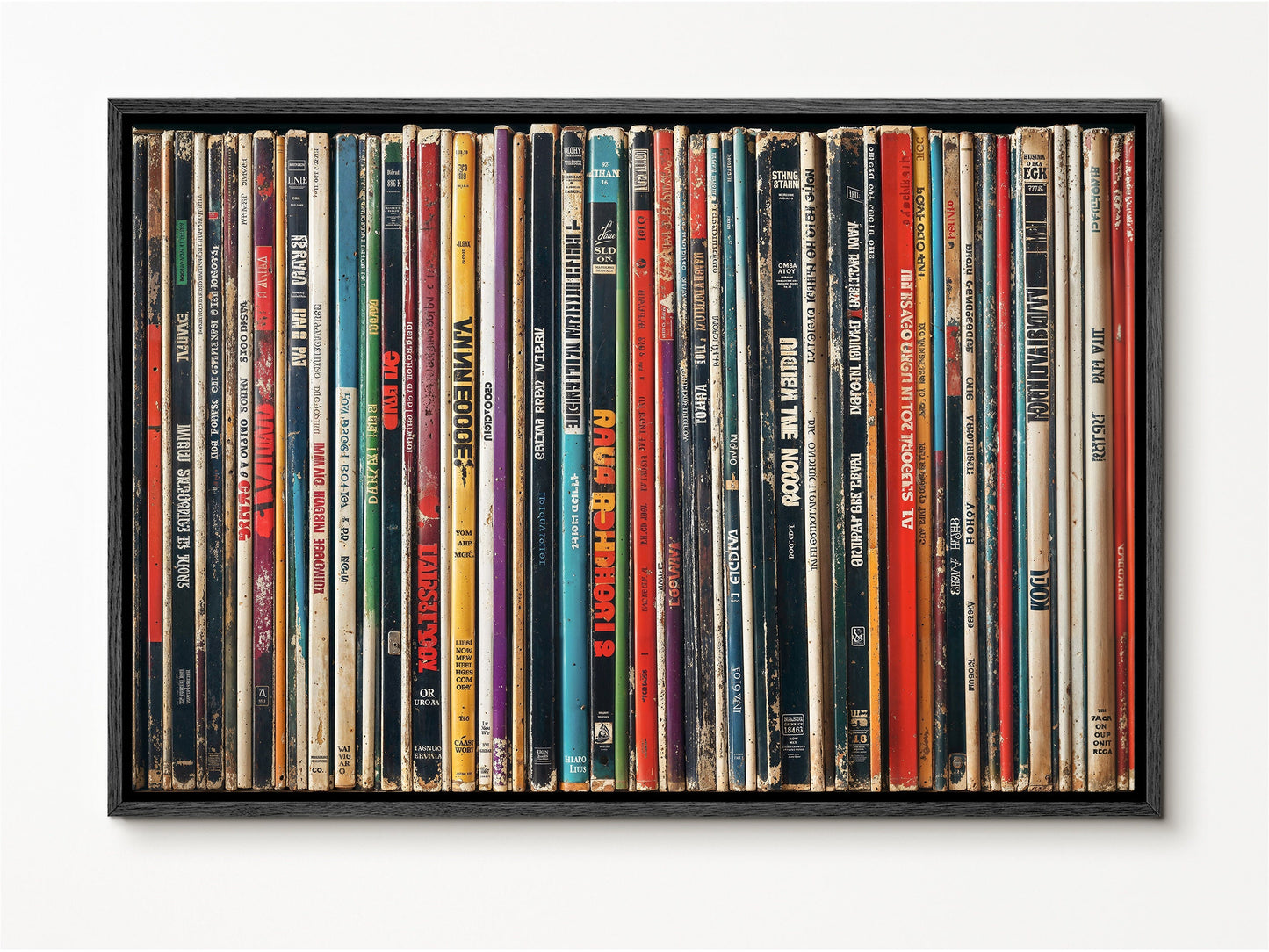 SouthandArt Retro Books Spines Wall art | Vintage Framed Canvas Art Print | RS2