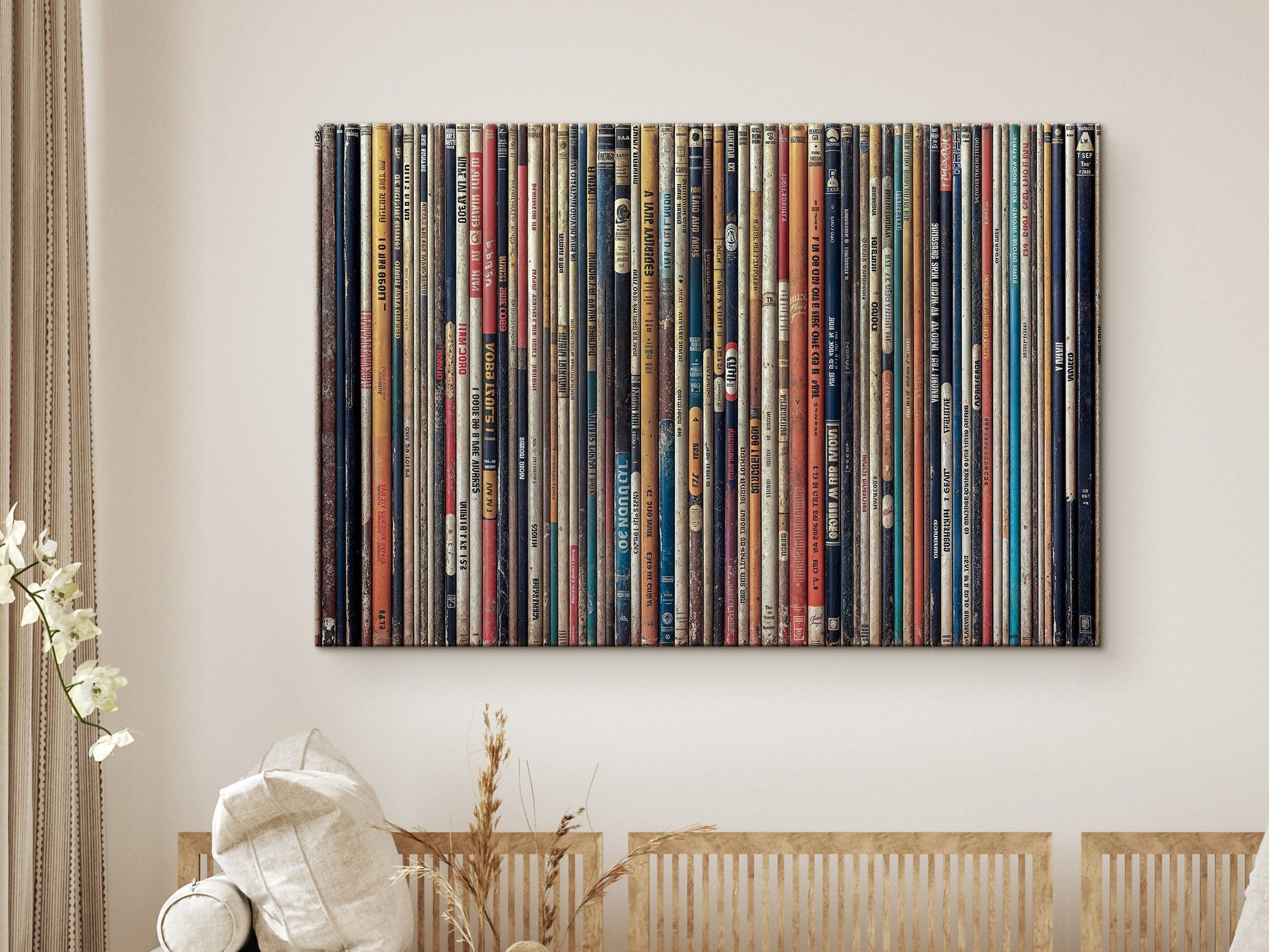 SouthandArt Retro Books Spines Wall art | Vintage Framed Canvas Art Print