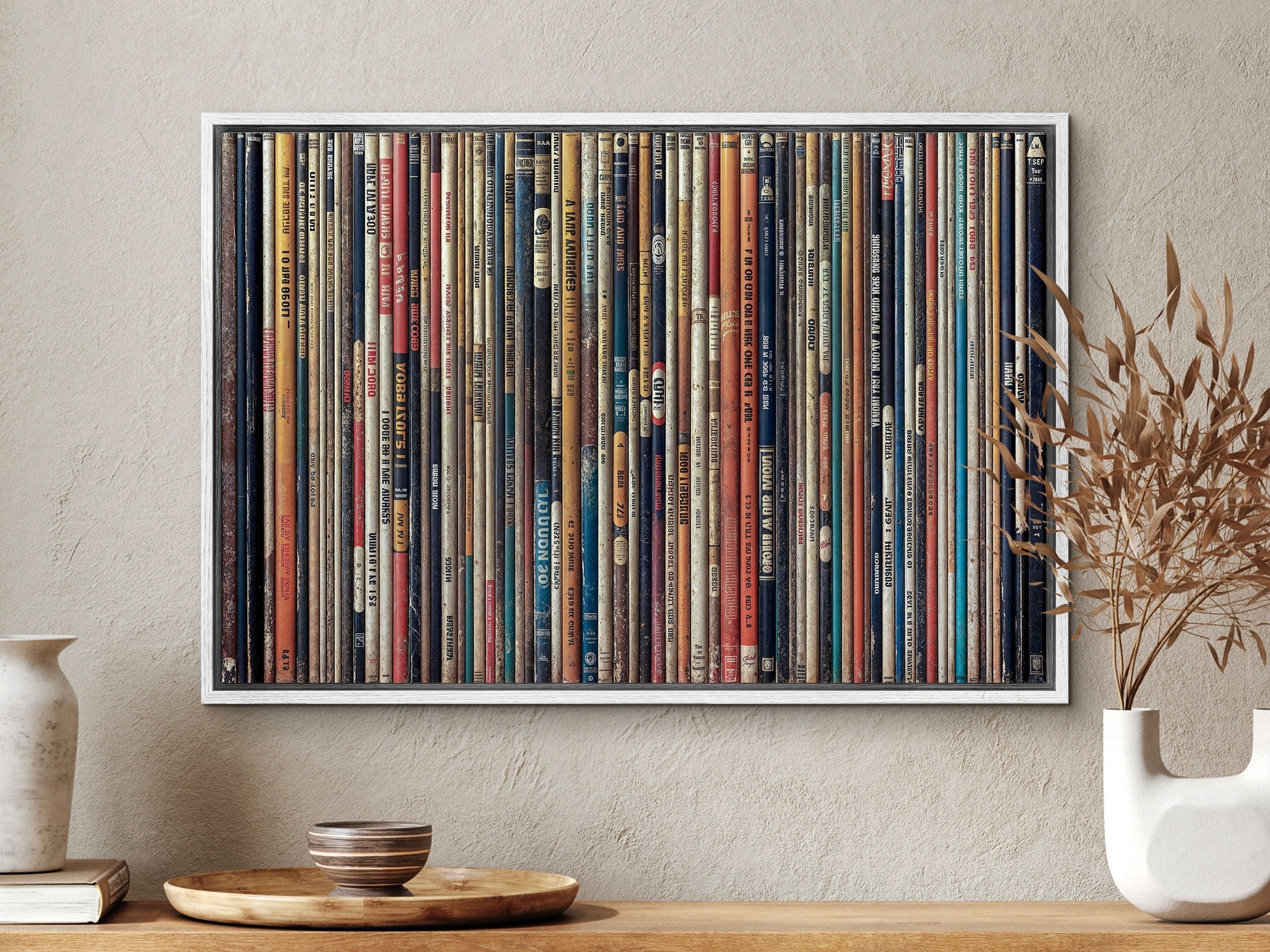 SouthandArt Retro Books Spines Wall art | Vintage Framed Canvas Art Print