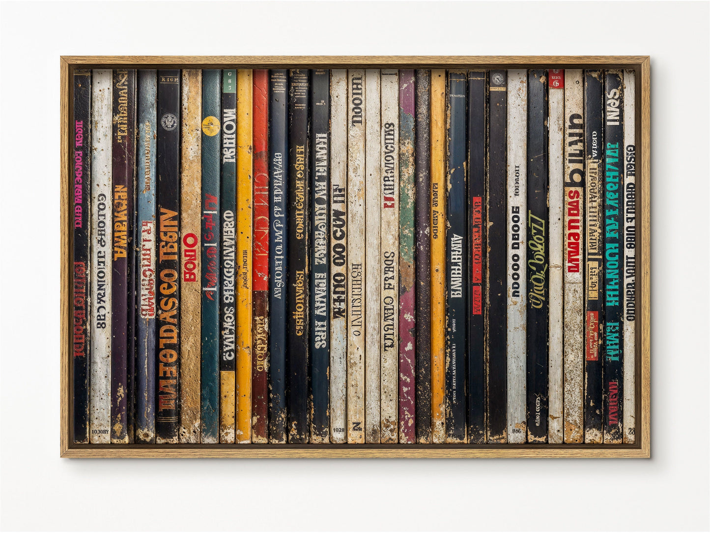 SouthandArt Retro Books Spines Wall art | Vintage Framed Canvas Art Print | RS1