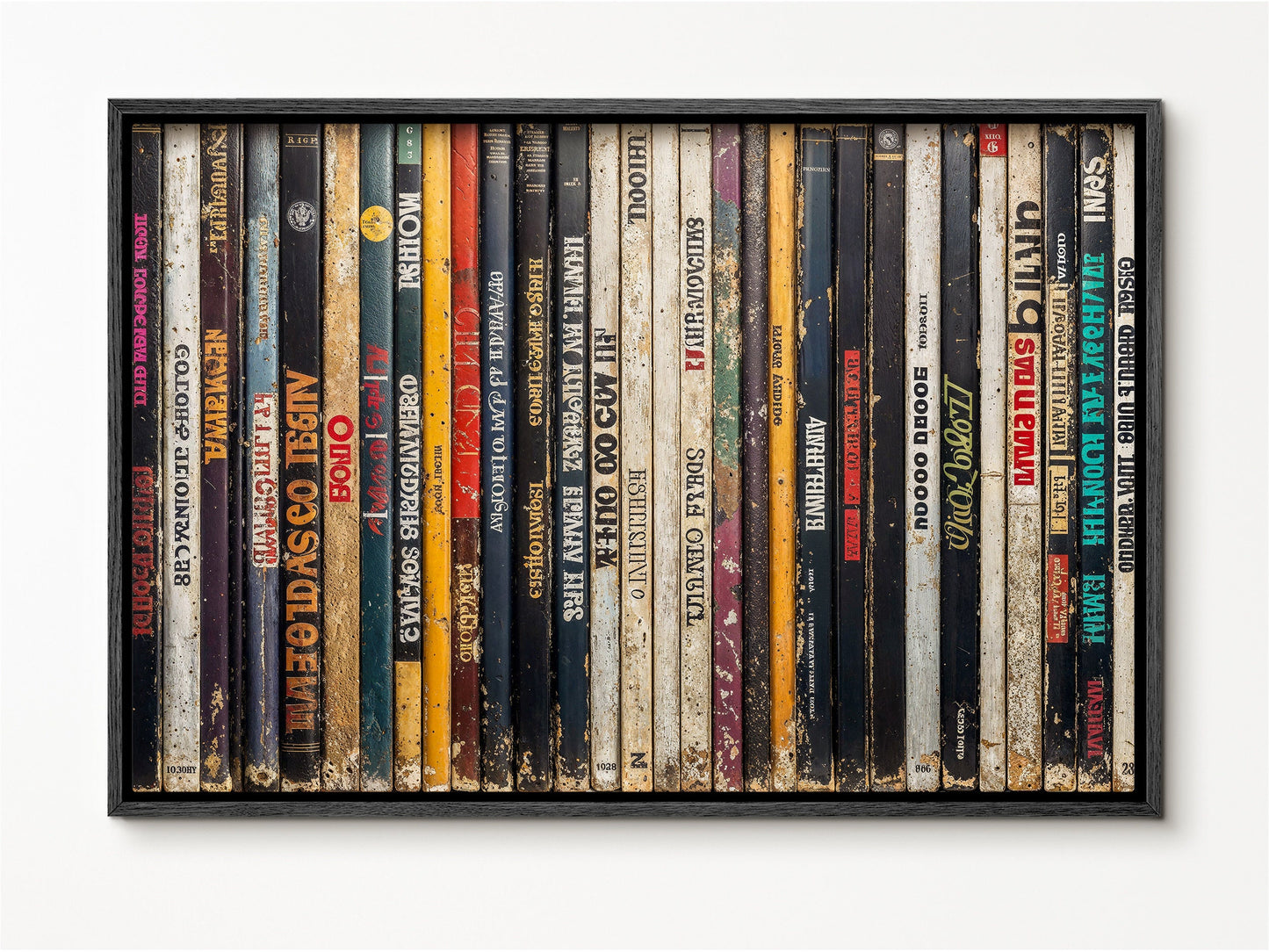 SouthandArt Retro Books Spines Wall art | Vintage Framed Canvas Art Print | RS1