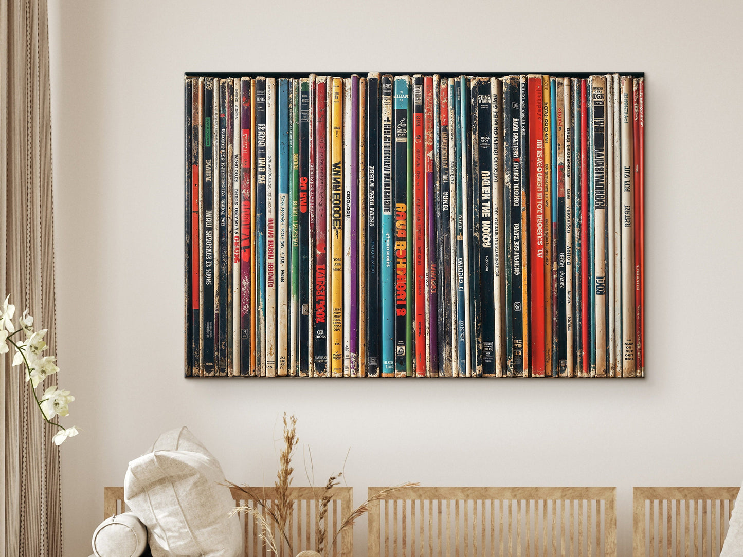 SouthandArt Retro Books Spines Wall art | Vintage Framed Canvas Art Print | RS2