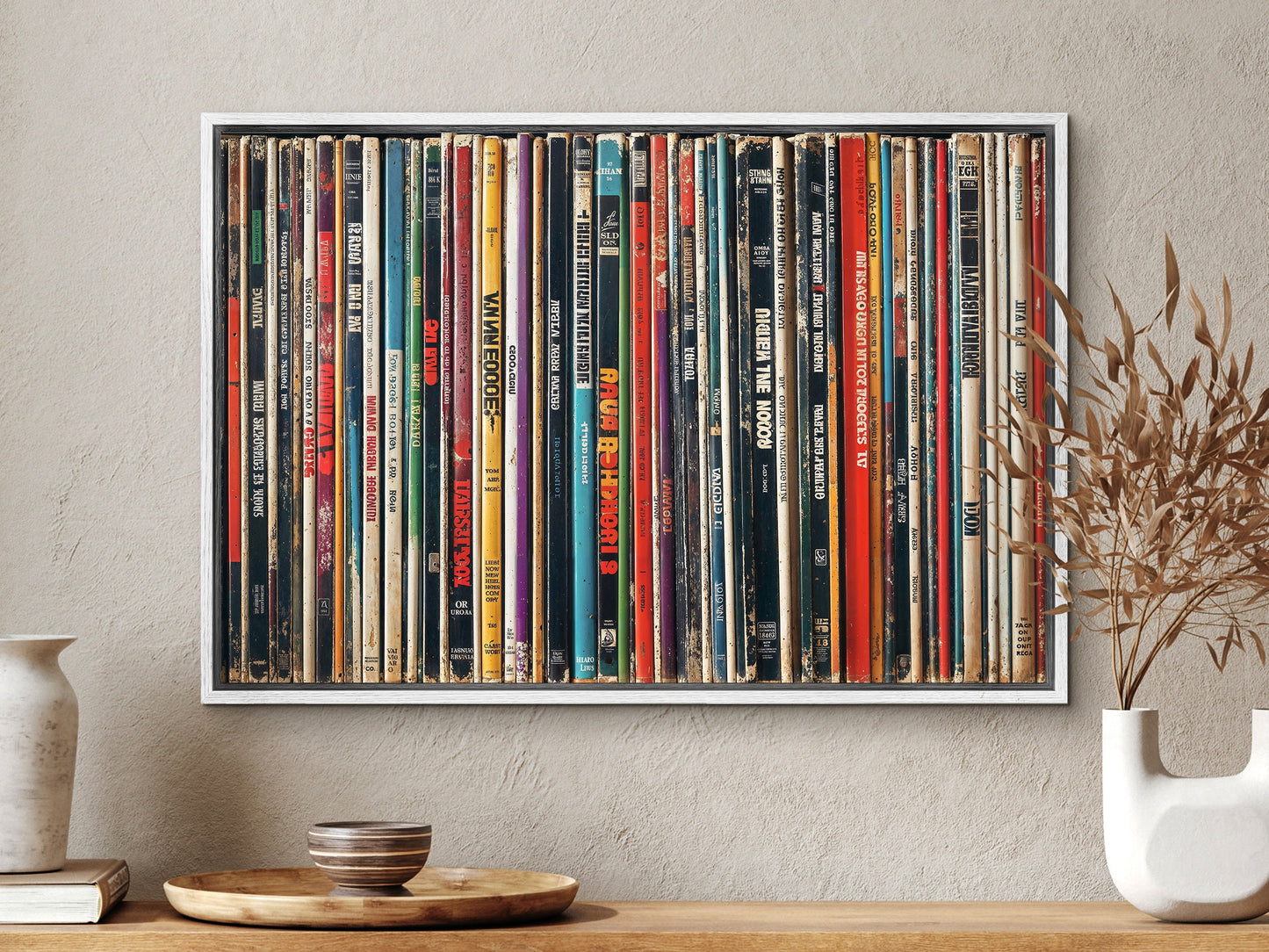 SouthandArt Retro Books Spines Wall art | Vintage Framed Canvas Art Print | RS2