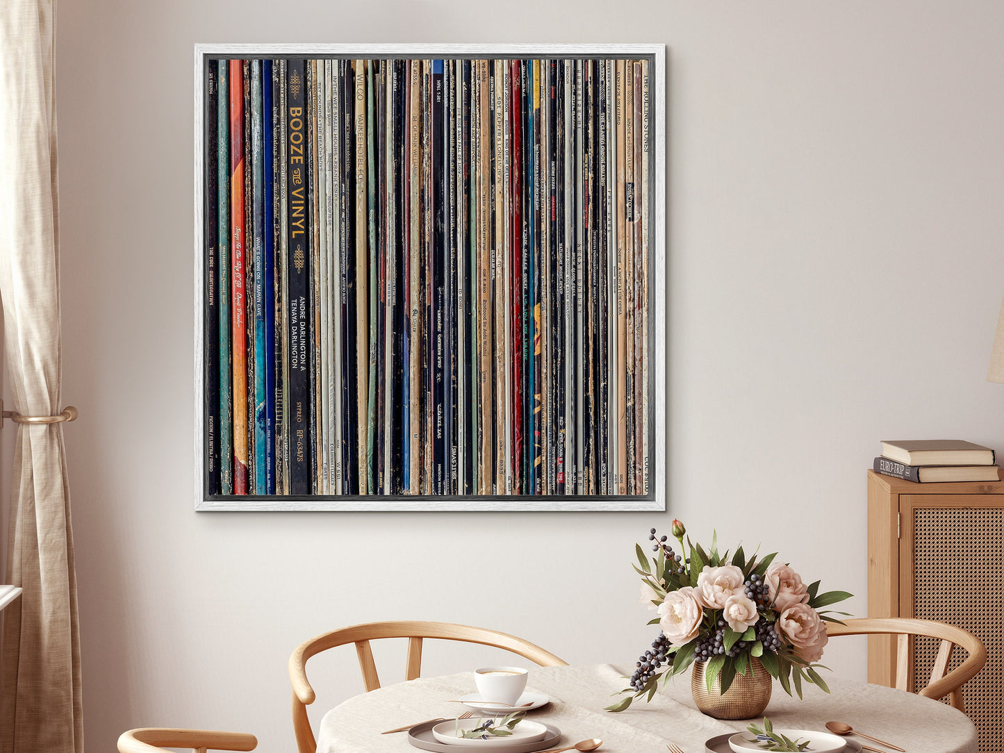 SouthandArt Retro Books Spines Wall art | Vintage Framed Canvas Art Print | RS3