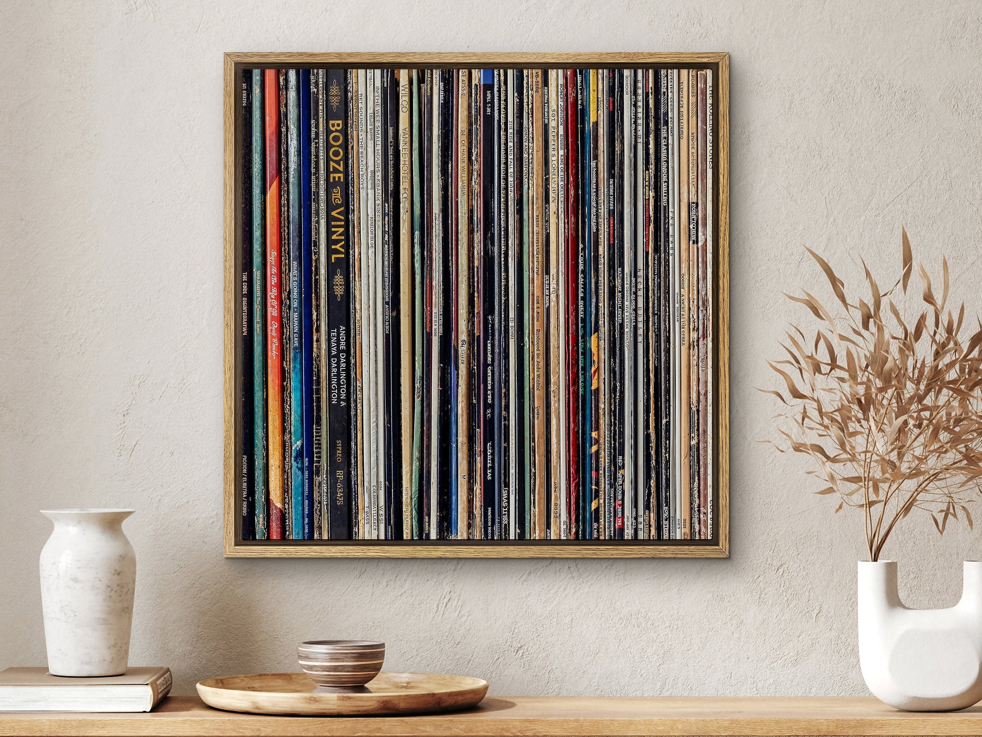 SouthandArt Retro Books Spines Wall art | Vintage Framed Canvas Art Print | RS3