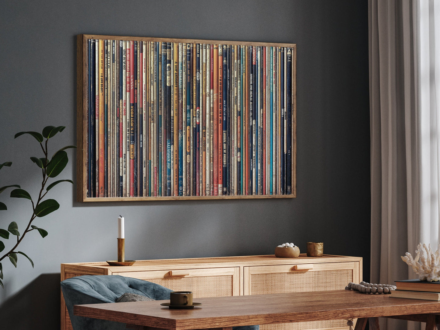 SouthandArt Retro Books Spines Wall art | Vintage Framed Canvas Art Print