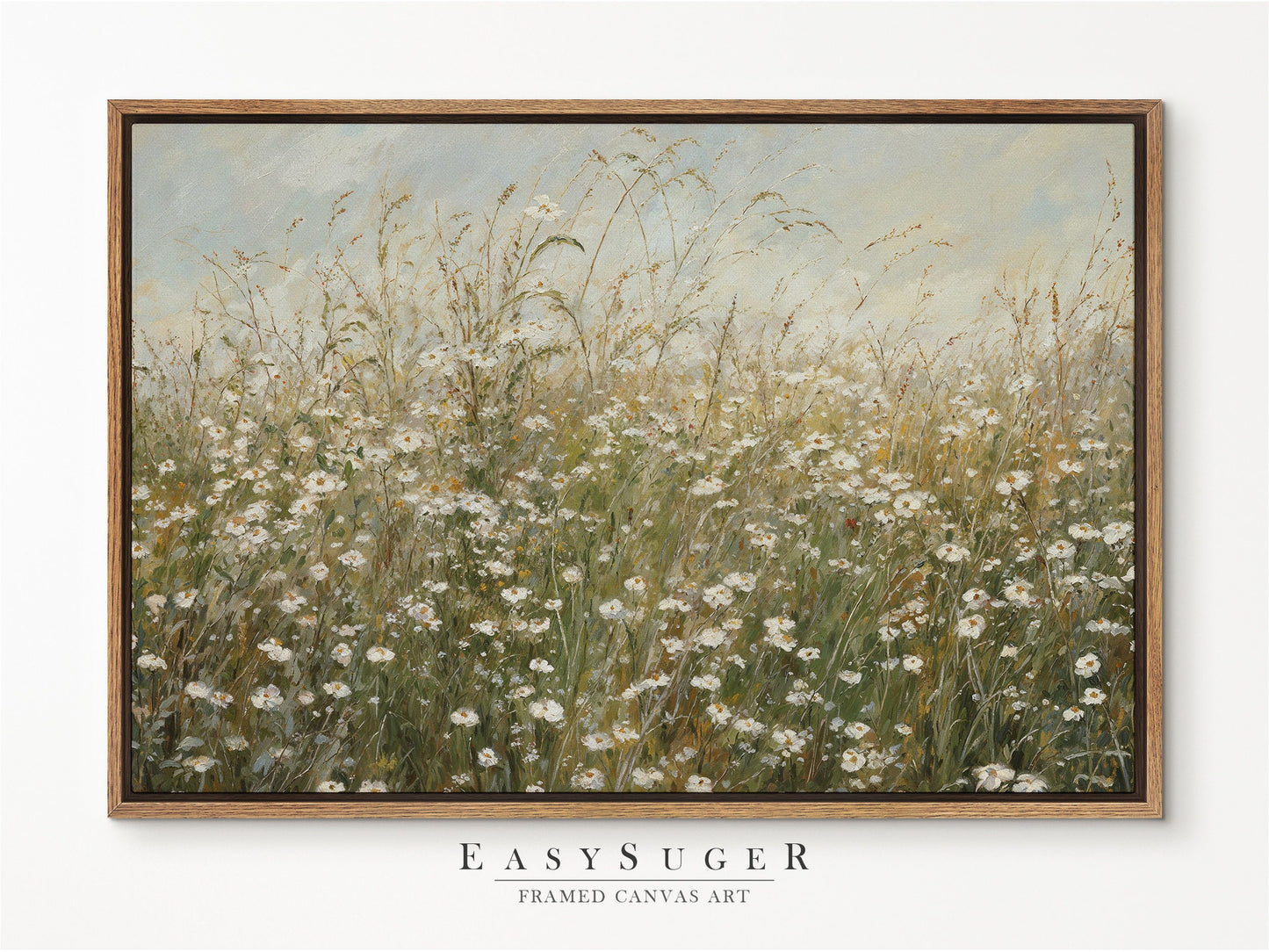 EasySuger Wildflowers field Wall Art Print, Nature Framed Large Gallery Art, Minimalist Art with hanging kit | WF26