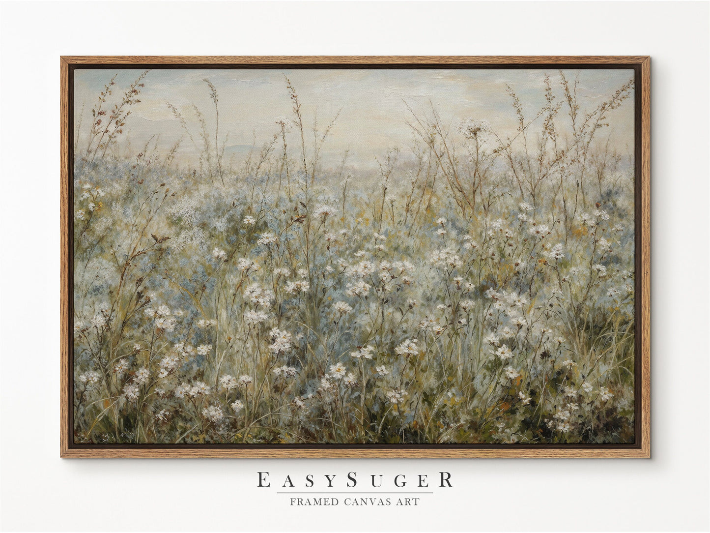 EasySuger Wildflowers field Wall Art Print, Nature Framed Large Gallery Art, Minimalist Art with hanging kit | WF28