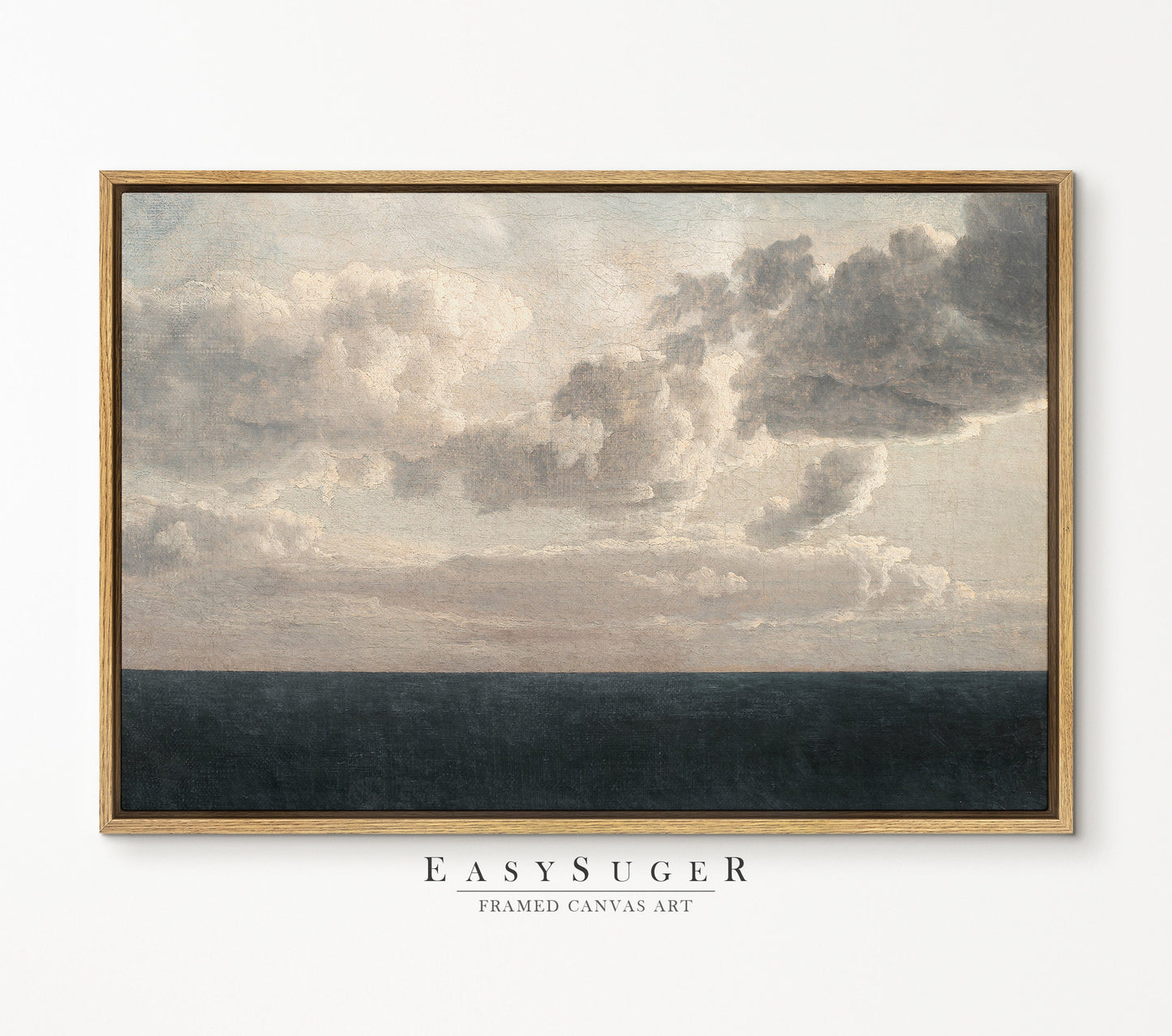 EasySuger Seascape Wall Art, Ocean Sky Gallery Framed Art, Vintage Wall Art with Hanging kit | TV43