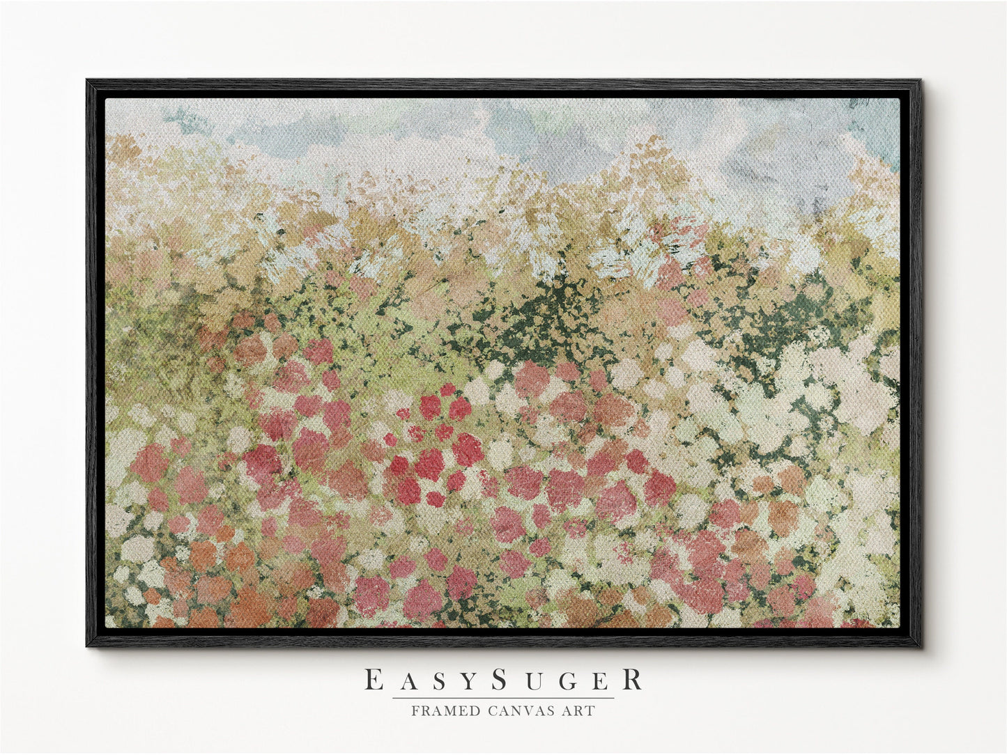 EasySuger Wildflowers field Wall Art Print, Nature Framed Large Gallery Art, Minimalist Art with hanging kit | WF31