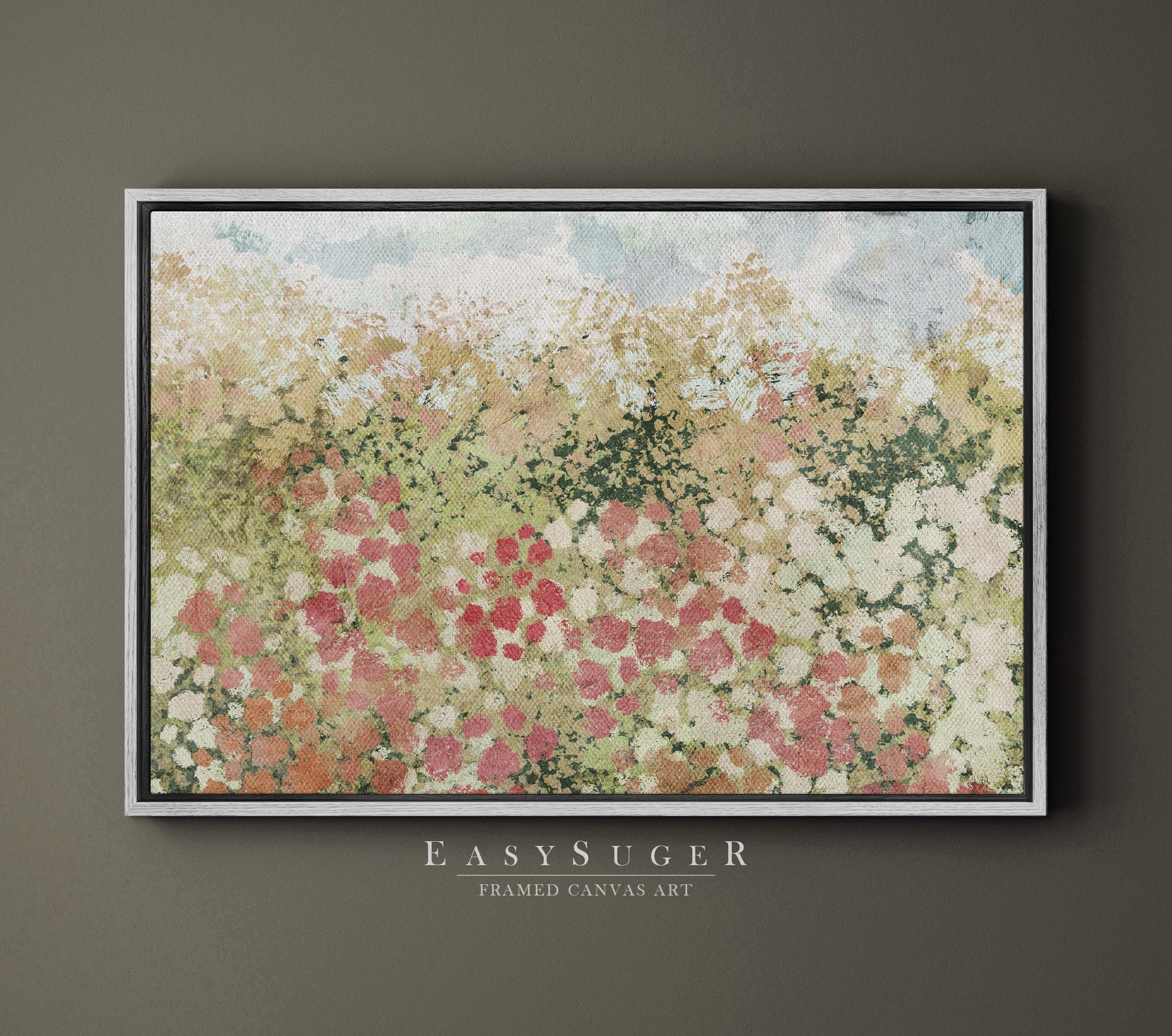 EasySuger Wildflowers field Wall Art Print, Nature Framed Large Gallery Art, Minimalist Art with hanging kit | WF31