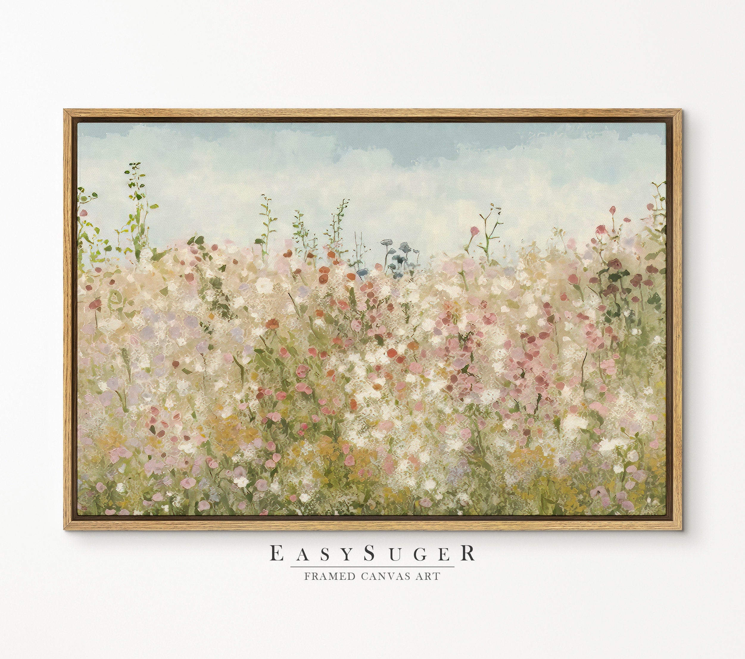 EasySuger Wildflowers field Wall Art Print, Nature Framed Large Galler