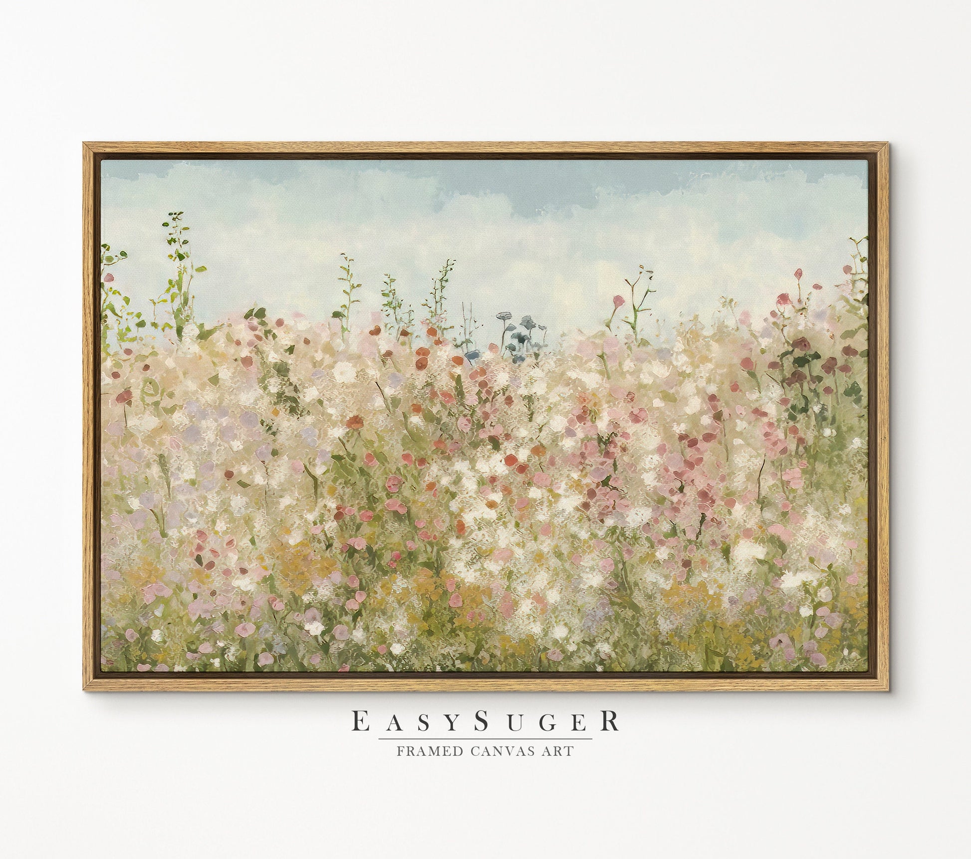 EasySuger Wildflowers field Wall Art Print, Nature Framed Large Gallery Art, Minimalist Art with hanging kit | WF32