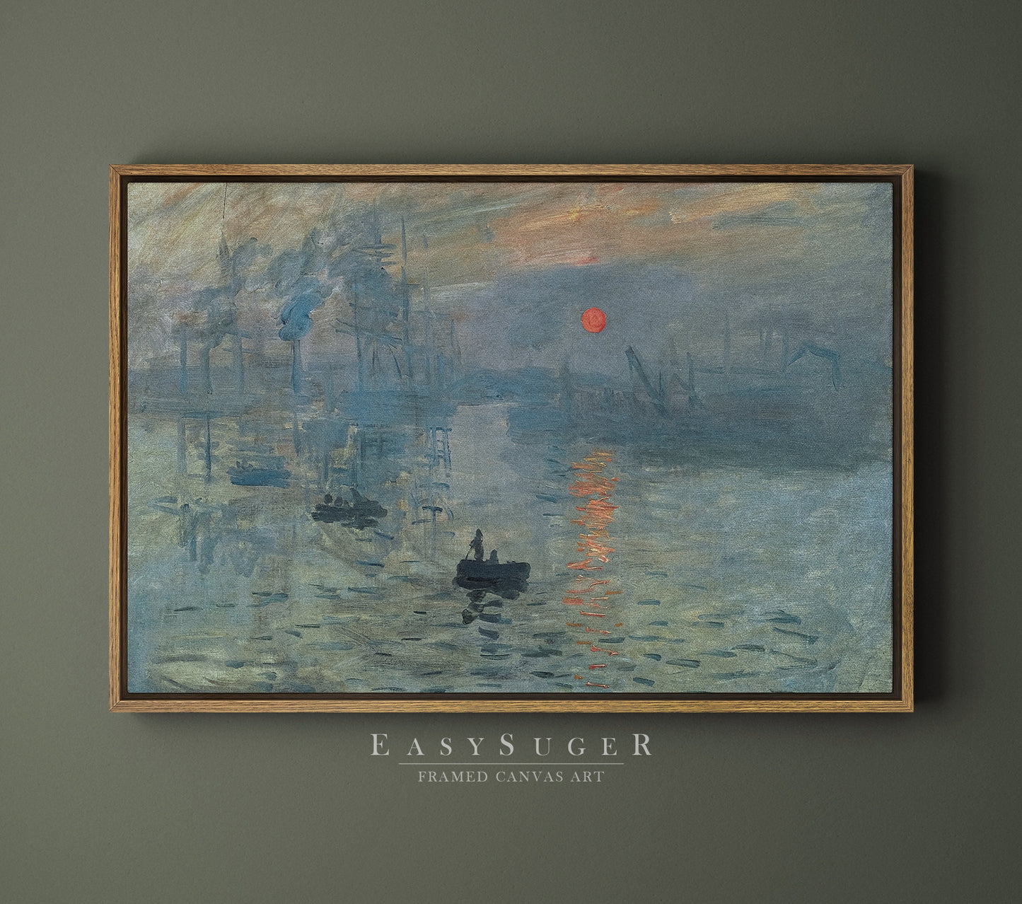 EasySuger Claude Monet Wall Art | Claude Monet - Impression soleil levant (1872) | Framed Canvas Wall Art with hanging kit