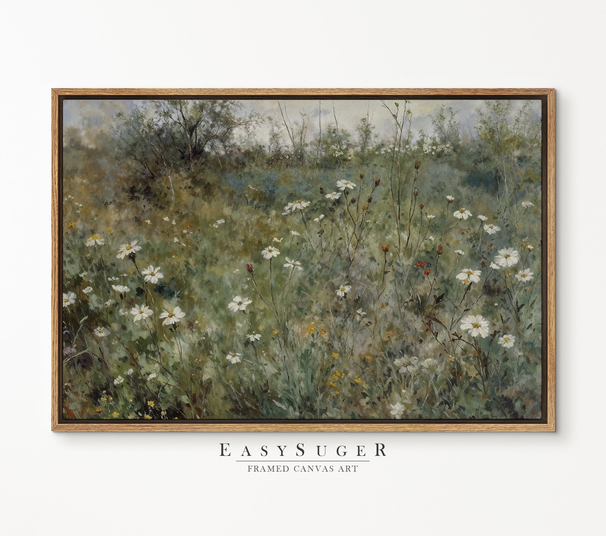 EasySuger Wildflowers field Wall Art Print, Nature Framed Large Gallery Art, Minimalist Art with hanging kit | WF27