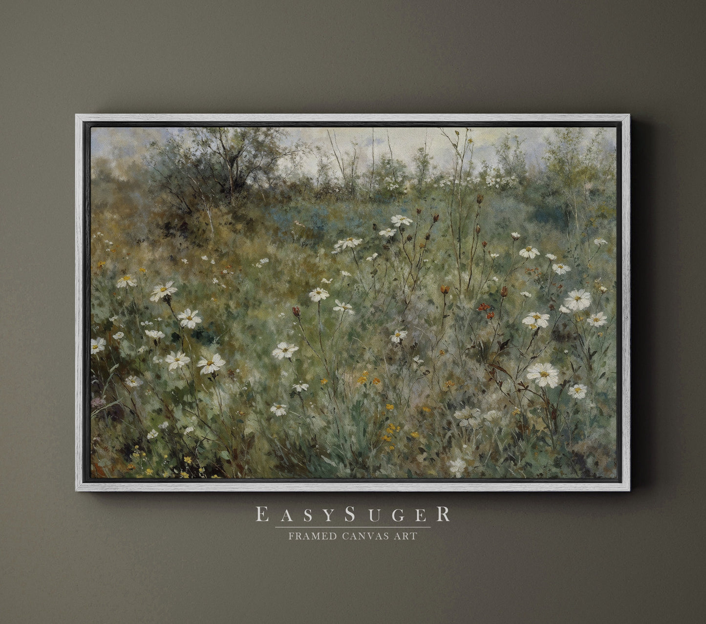 EasySuger Wildflowers field Wall Art Print, Nature Framed Large Gallery Art, Minimalist Art with hanging kit | WF27