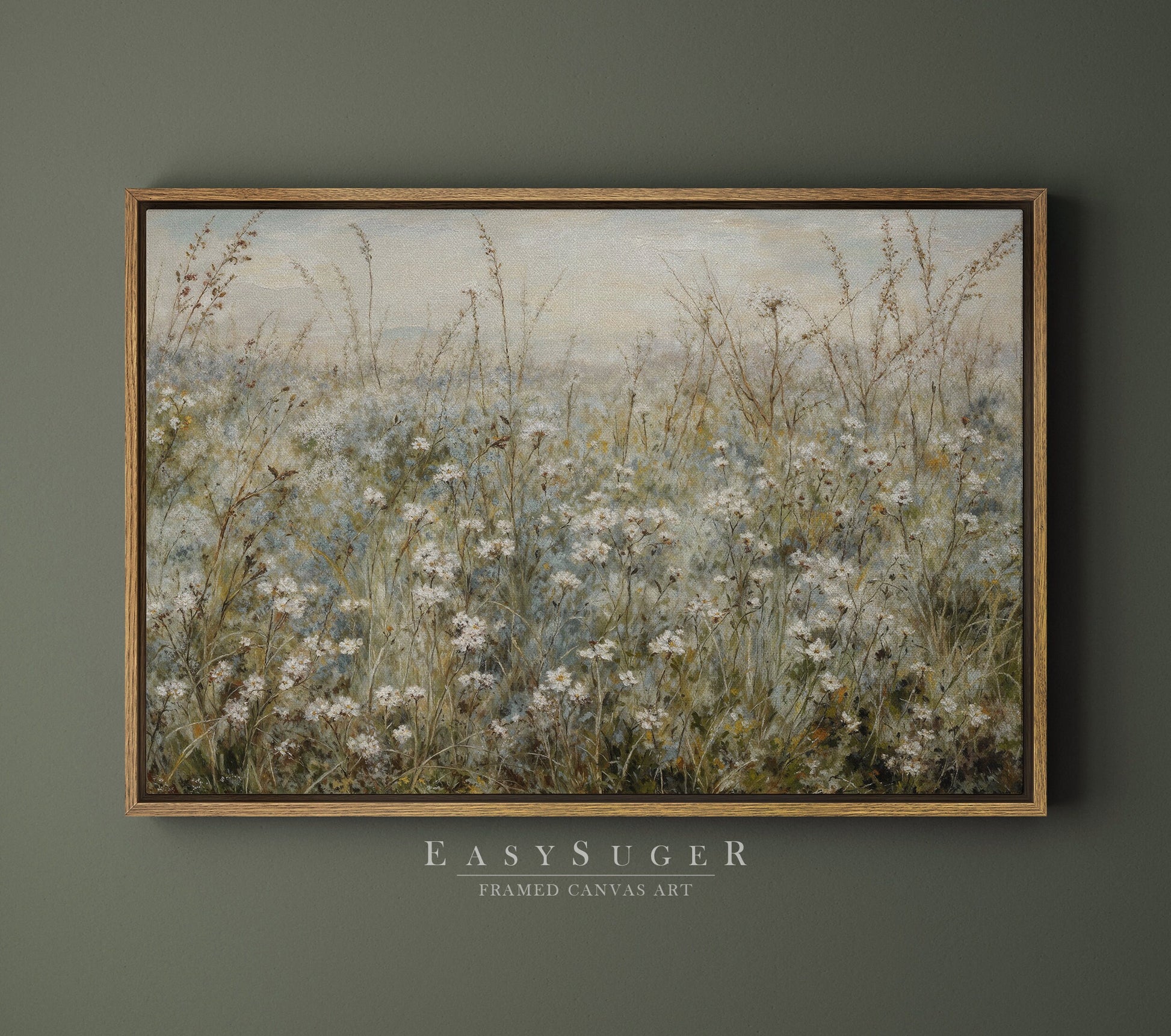 EasySuger Wildflowers field Wall Art Print, Nature Framed Large Gallery Art, Minimalist Art with hanging kit | WF28