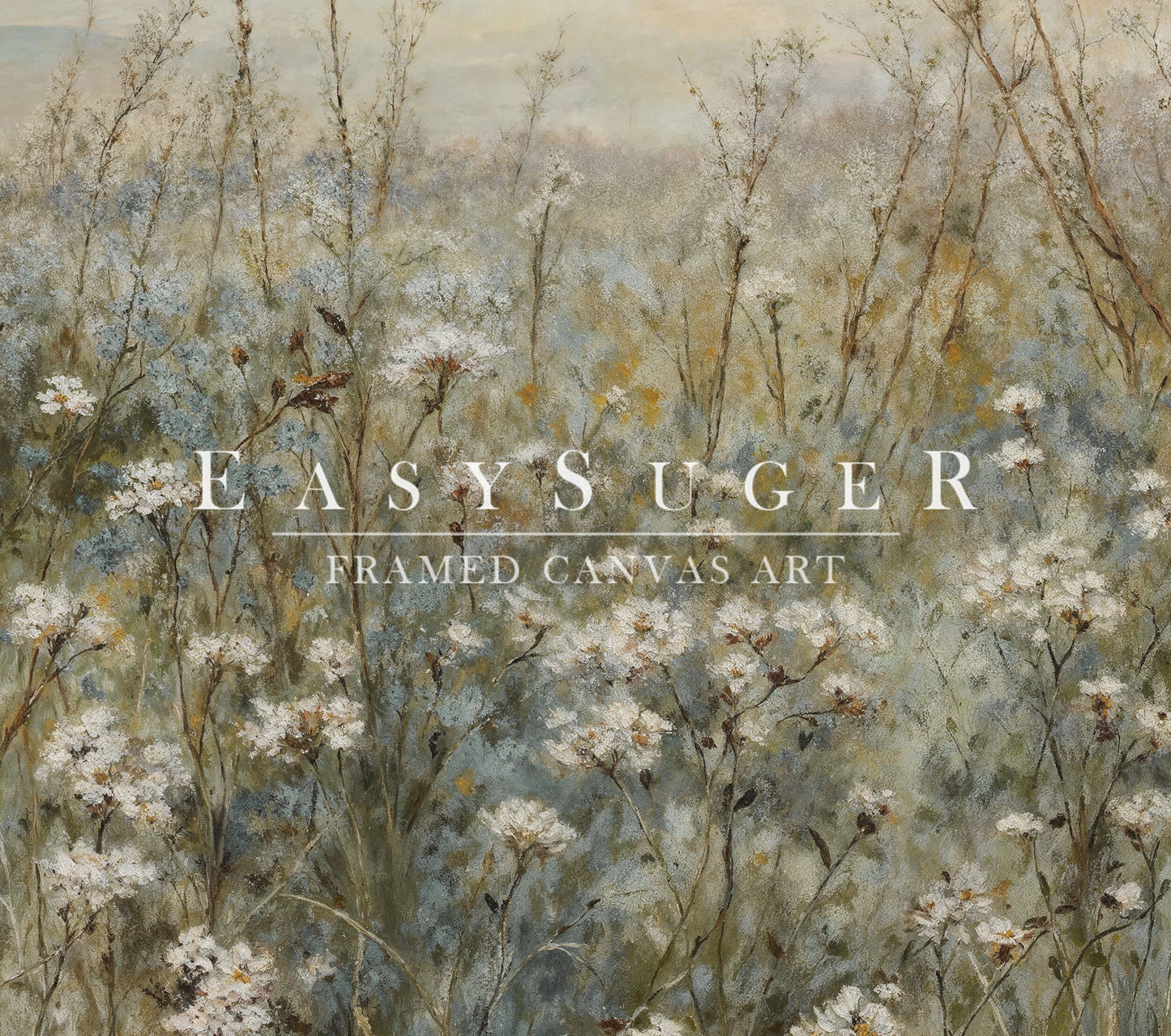 EasySuger Wildflowers field Wall Art Print, Nature Framed Large Gallery Art, Minimalist Art with hanging kit | WF28