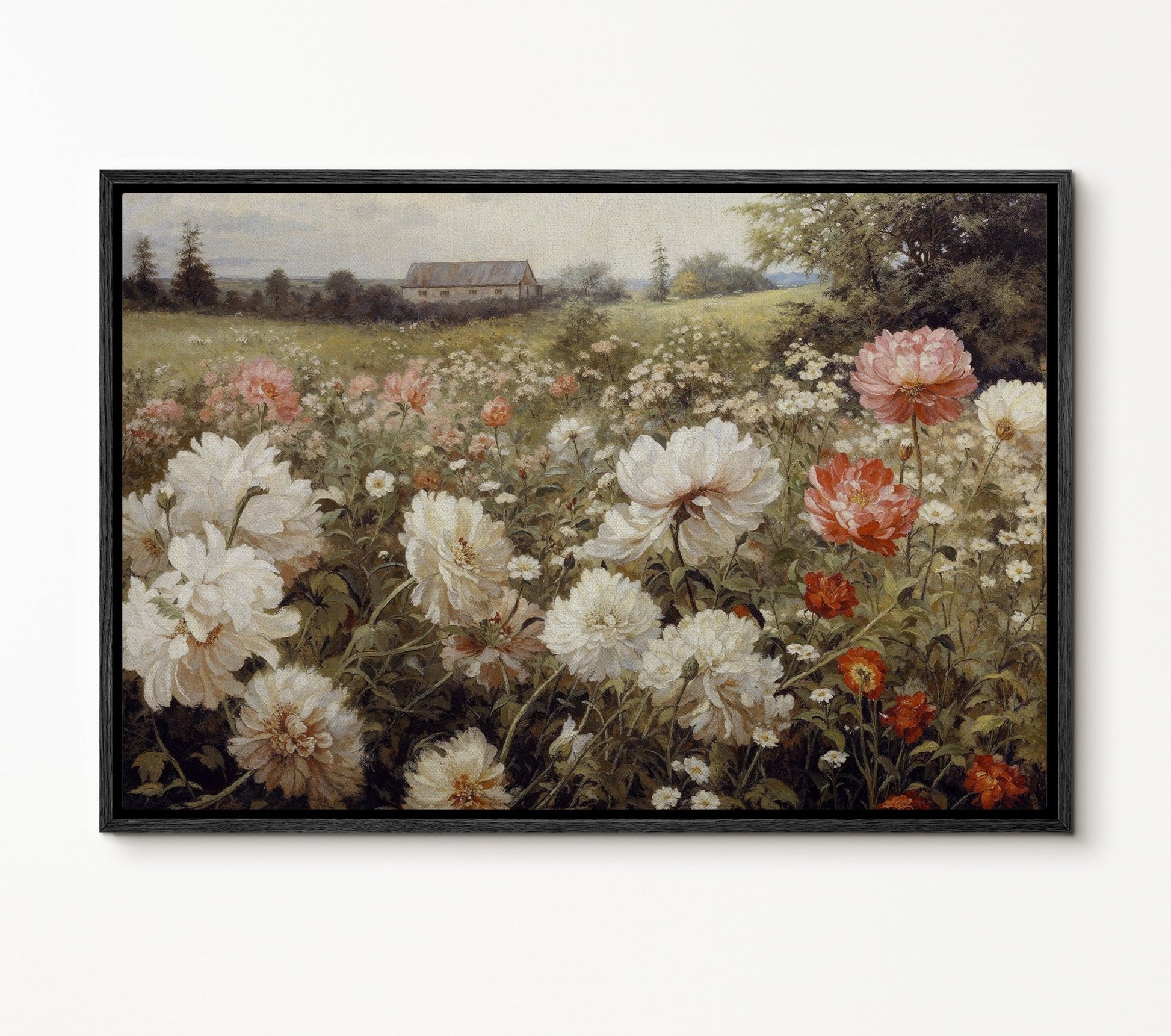 Rustic Bucolic Blossoms Flower Garden - EasySugerRustic Bucolic Blossoms Flower GardenFramed Canvas PrintsEasySugerEasySugerRustic Bucolic Blossoms Flower Garden24x16Black