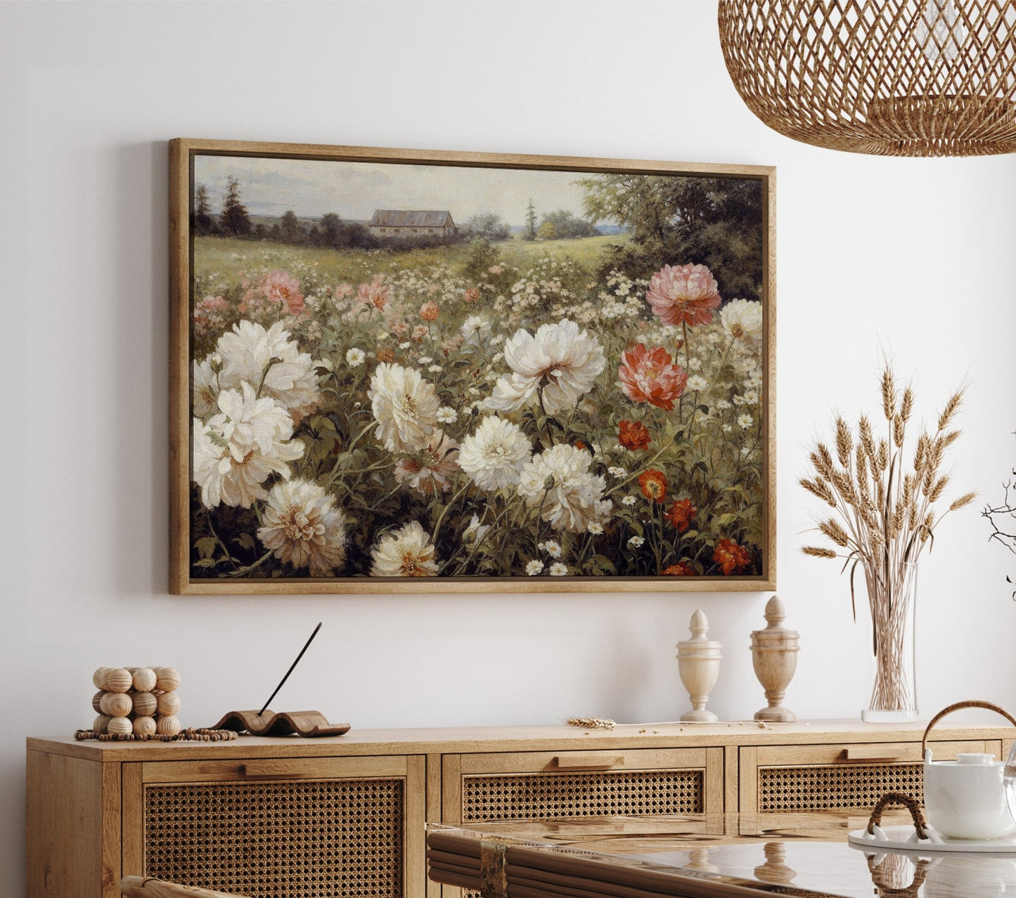 Rustic Bucolic Blossoms Flower Garden - EasySugerRustic Bucolic Blossoms Flower GardenFramed Canvas PrintsEasySugerEasySugerRustic Bucolic Blossoms Flower Garden24x16Walnut