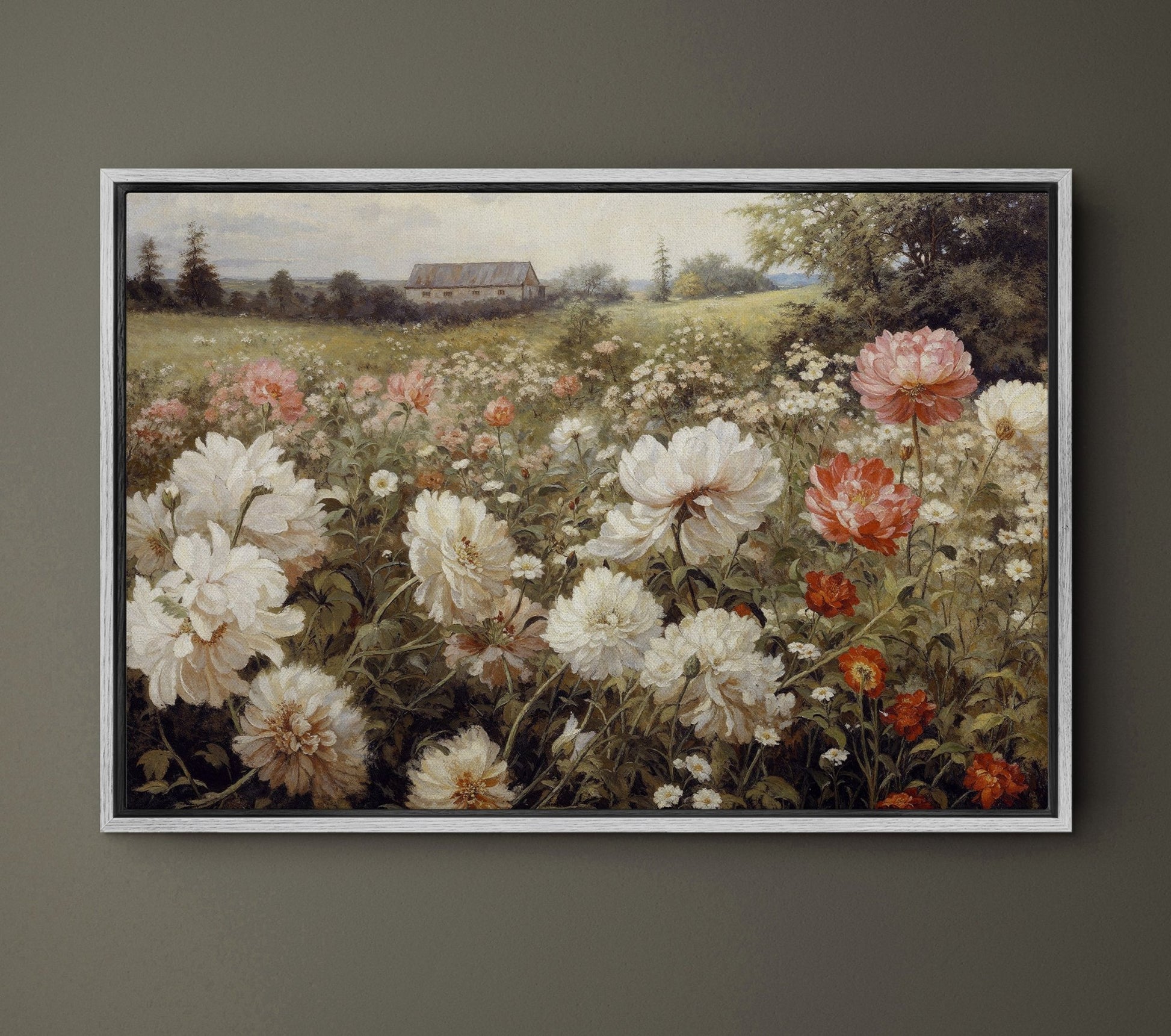 Rustic Bucolic Blossoms Flower Garden - EasySugerRustic Bucolic Blossoms Flower GardenFramed Canvas PrintsEasySugerEasySugerRustic Bucolic Blossoms Flower Garden24x16Light