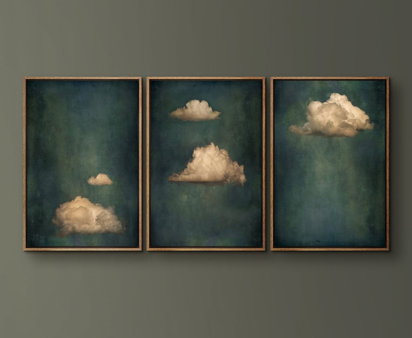 Sage | Set of 3 Antique Clouds - EasySugerSage | Set of 3 Antique CloudsFramed Canvas PrintsEasySugerEasySugerSage | Set of 3 Antique Clouds3 pieces of 16x24Walnut