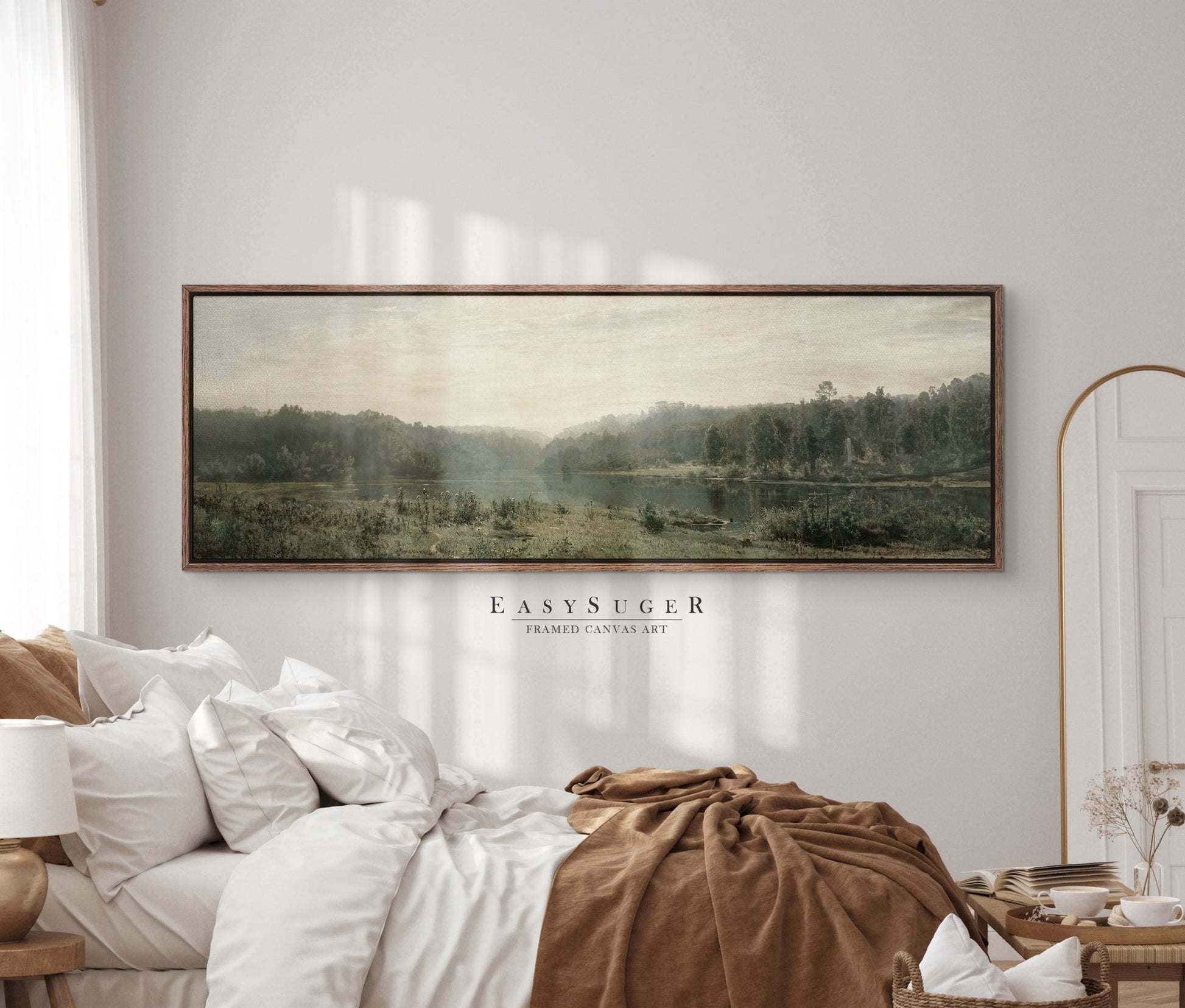 Ultra Wide Vintage Landscape and Lake Wall art - EasySugerUltra Wide Vintage Landscape and Lake Wall artFramed Canvas PrintsEasySugerEasySugerUltra Wide Vintage Landscape and Lake Wall art36x12Walnut