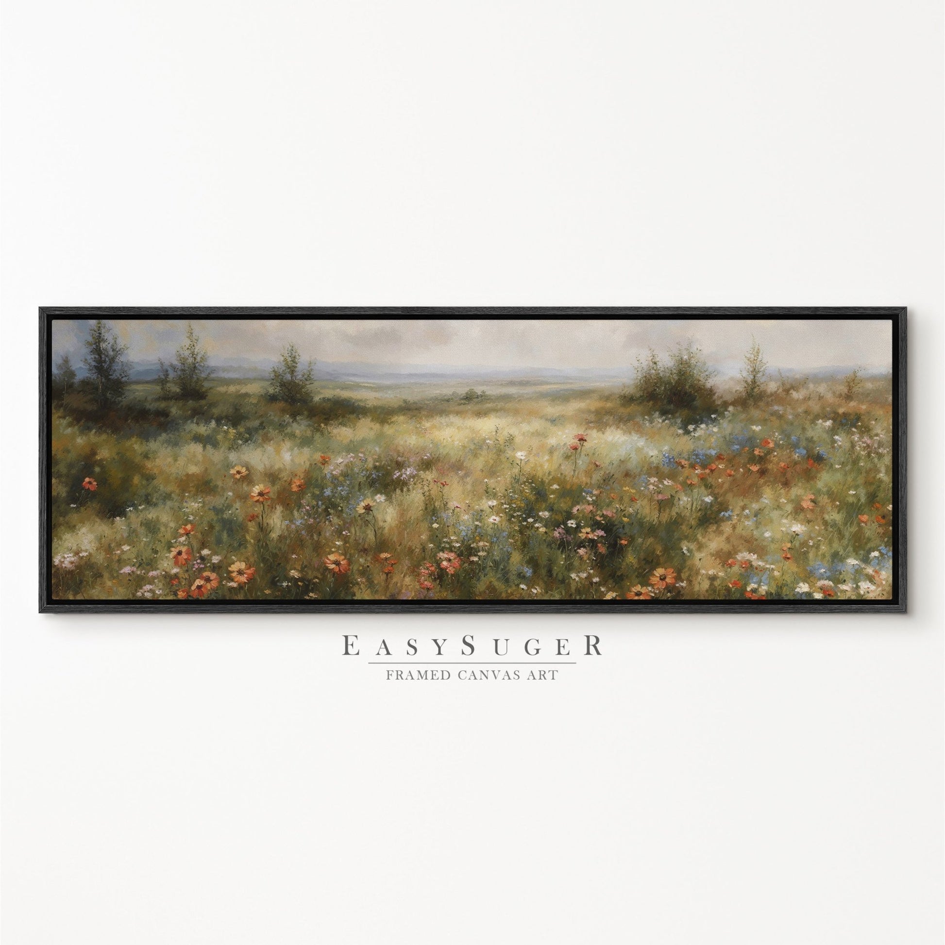 Ultra Wide Wildflowers field landscape - EasySugerUltra Wide Wildflowers field landscapeFramed Canvas PrintsEasySugerEasySugerUltra Wide Wildflowers field landscape36x12Black