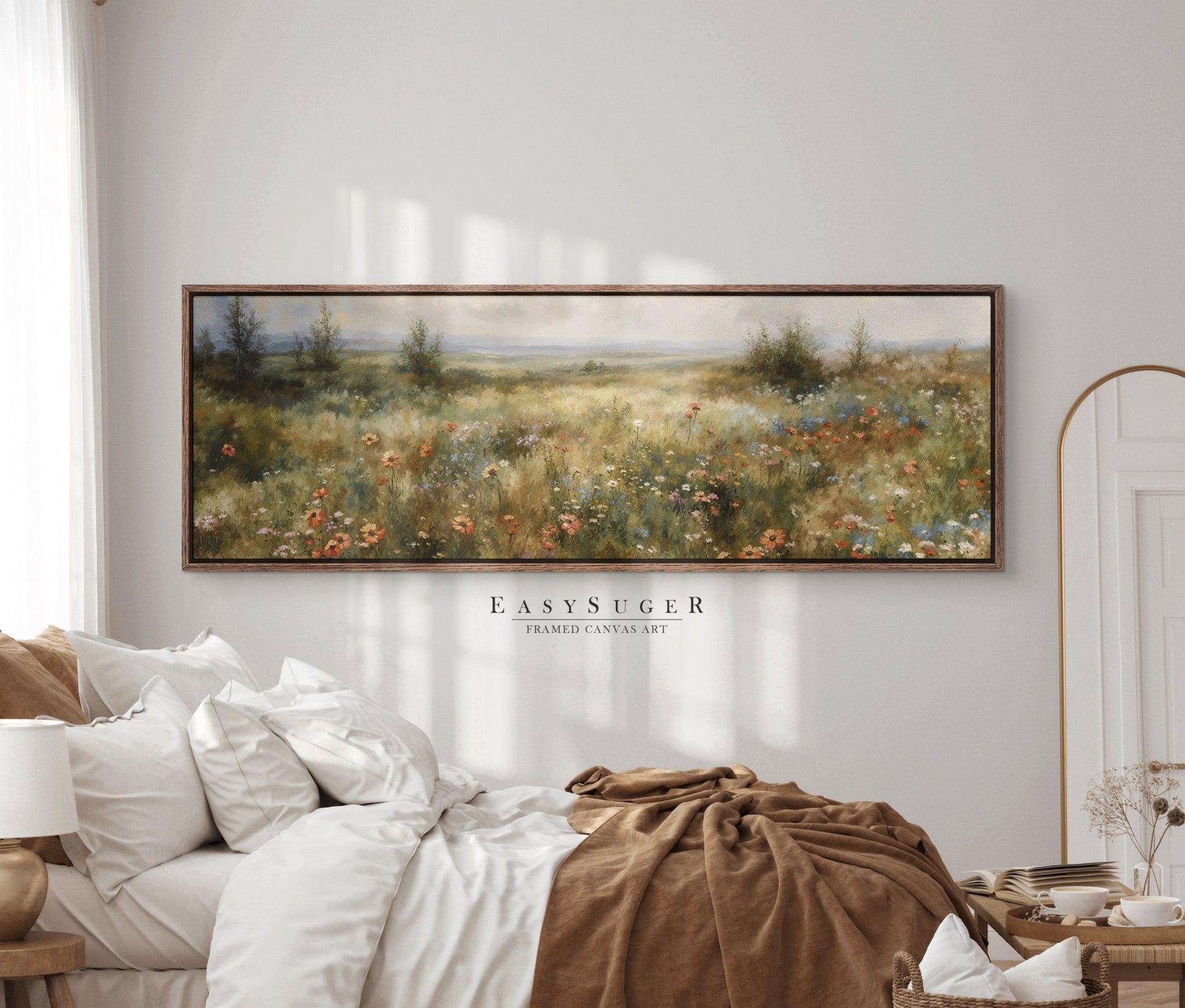 Ultra Wide Wildflowers field landscape - EasySugerUltra Wide Wildflowers field landscapeFramed Canvas PrintsEasySugerEasySugerUltra Wide Wildflowers field landscape36x12Walnut